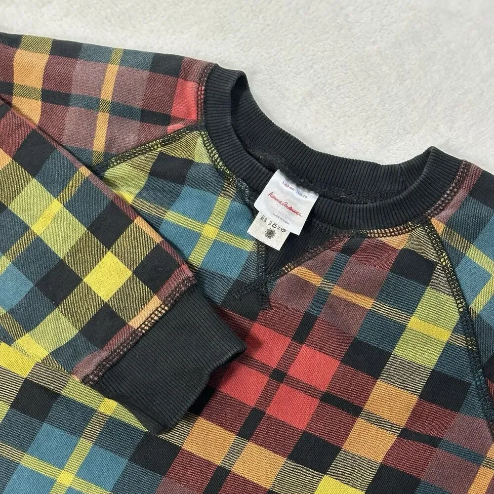 Hanna‎ Andersson Girls Plaid Sweatshirt Size 10 140cm Crewneck Pullover